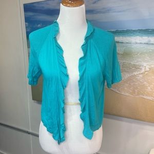 Chico's  Delicate Ruffle‎ Evia Cardigan Sweater Size 1 NWT